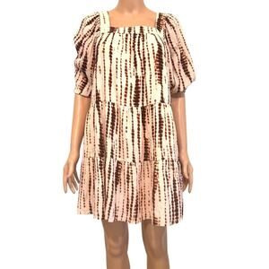 Violet Romance 4 square neck tiered mini smock dress back bow D4 3332